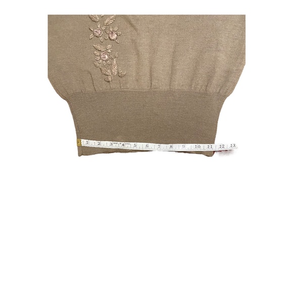 Vintage wool blend embroidered roses sweater szS - Picture 9 of 16